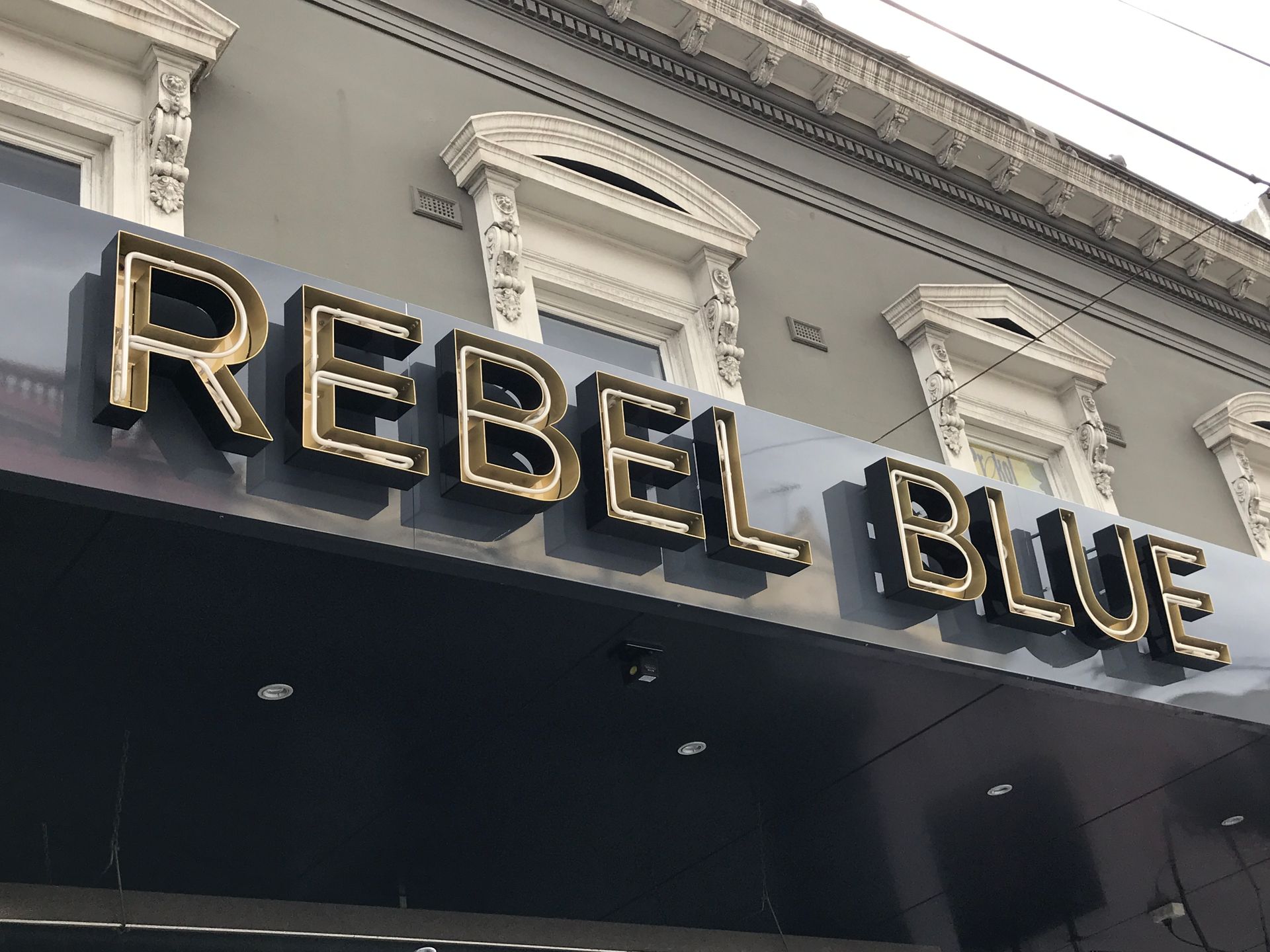 Signage for Rebel Blue, Windsor