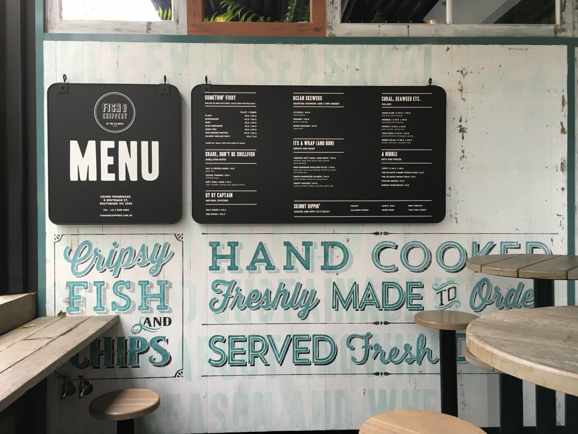 Signage for Fish & Chippery By The Atlantic, Melbourne